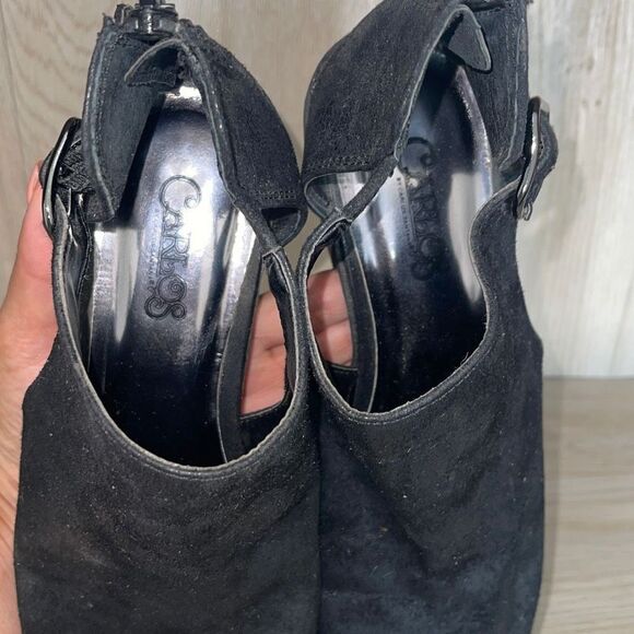 Carlos Santana Womens Sandals Boots DELLA Zip Closure Peep Toe Black Size 7 M - Picture 6 of 10